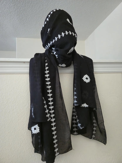 Black Embroidered Hijab