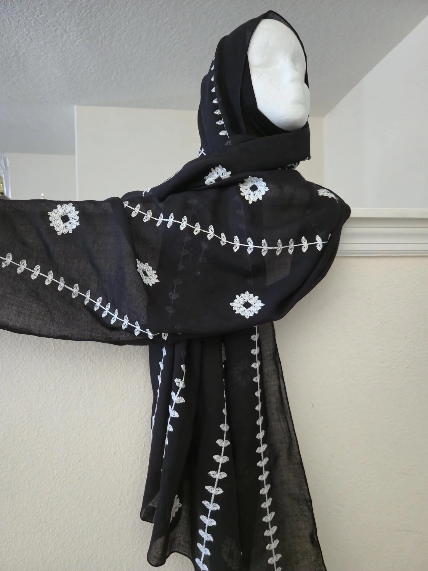 Black Embroidered Hijab