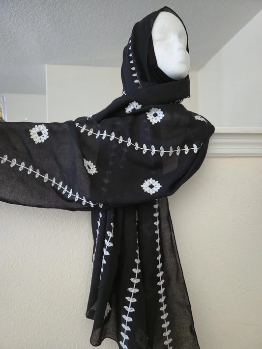 Black Embroidered Hijab