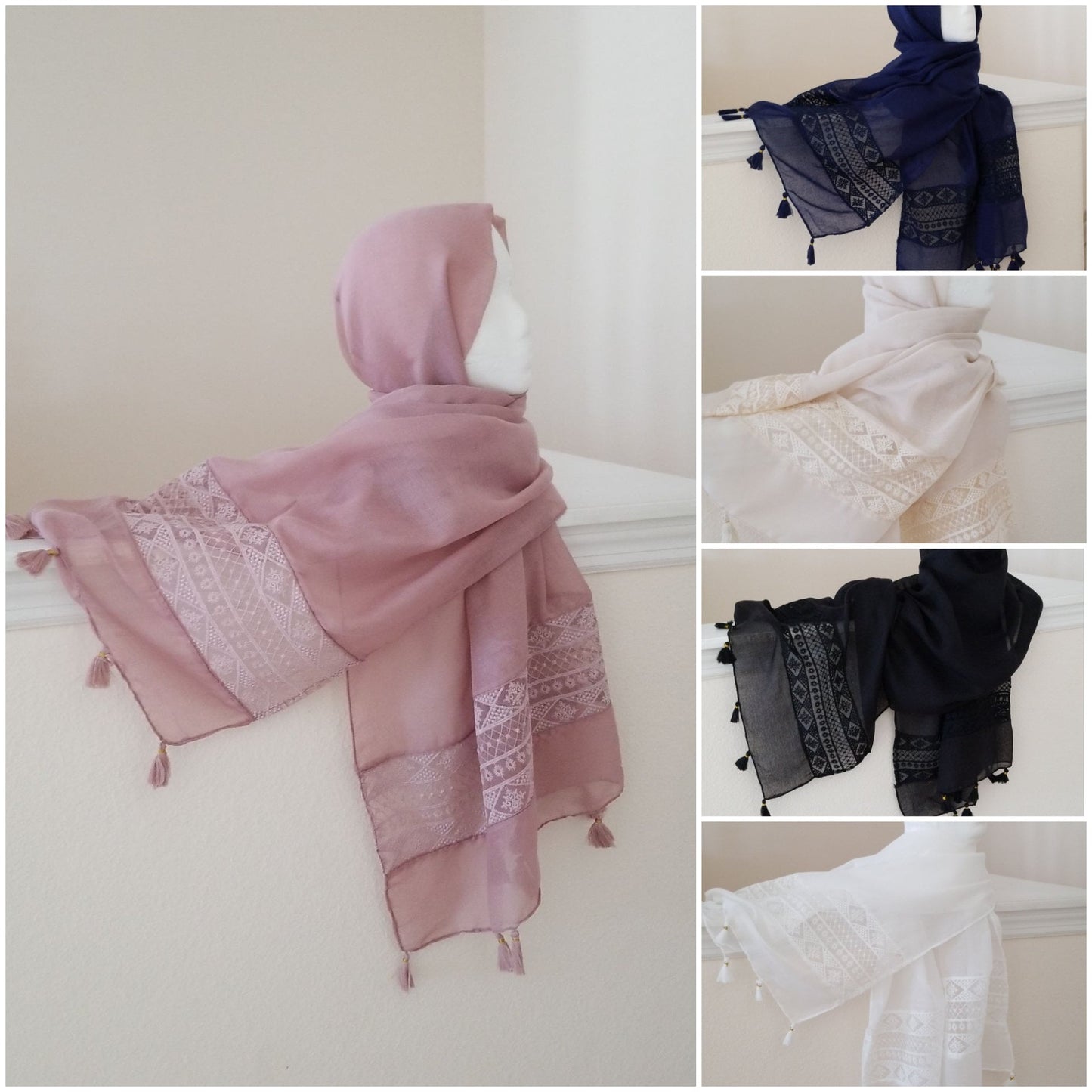 Viscose Lace and Tassel Hijab