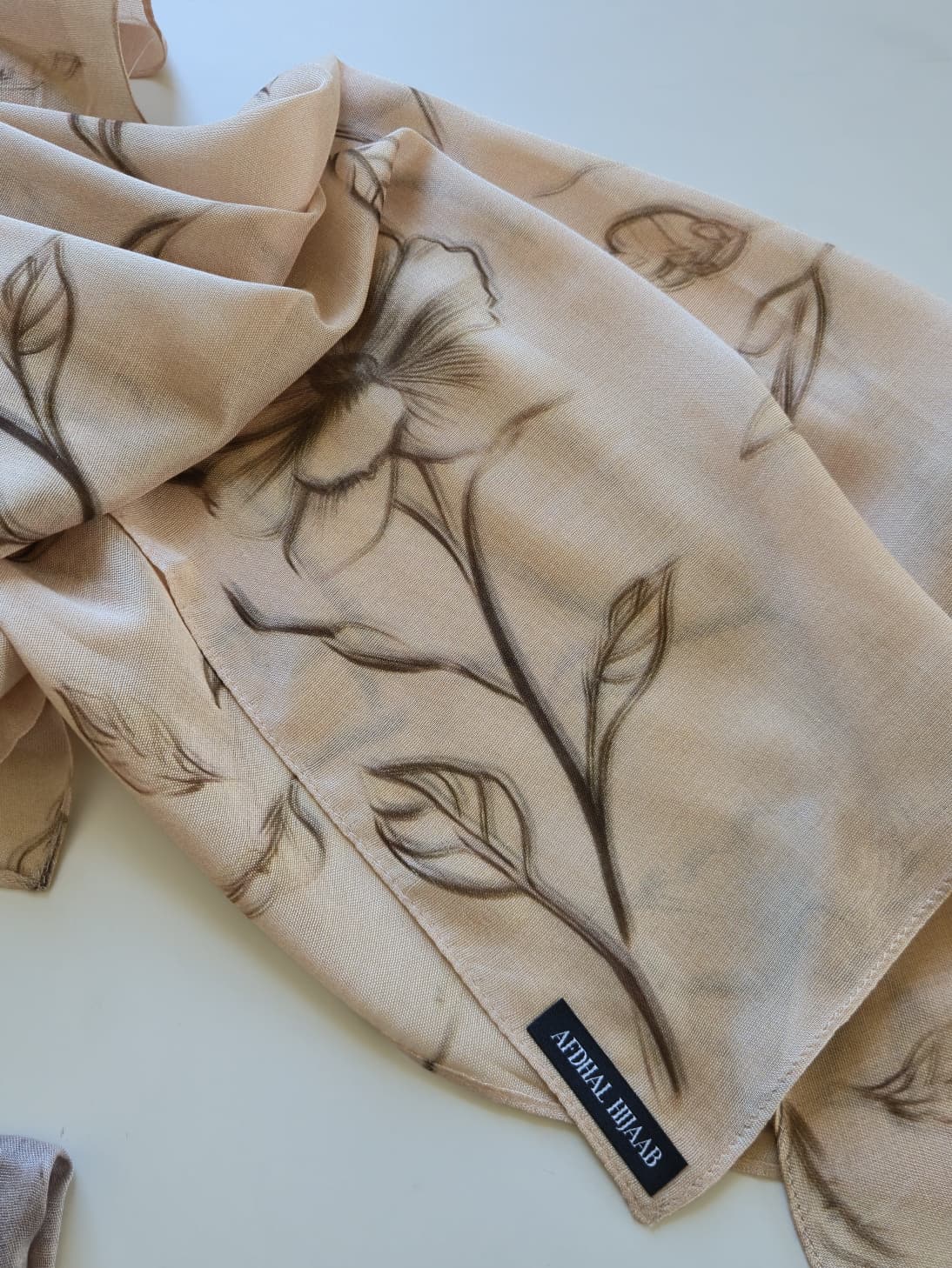 modal hijab print desert flower flat lay