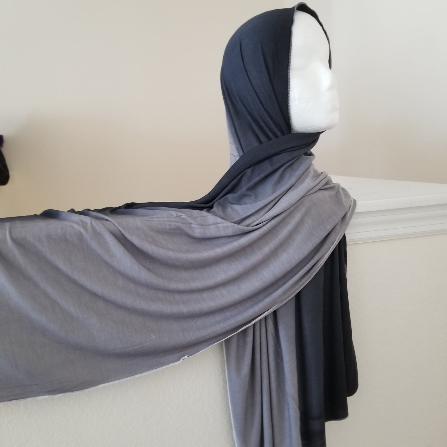 ombre jersey hijab gray black