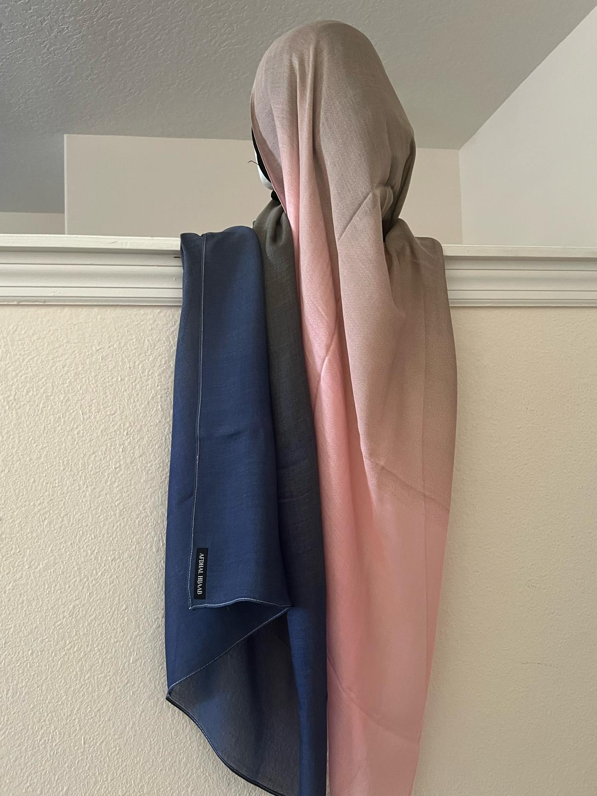 ombre mini modal hijab pink blue shades