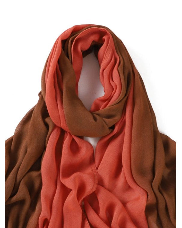 ombre modal hijab peach and brown