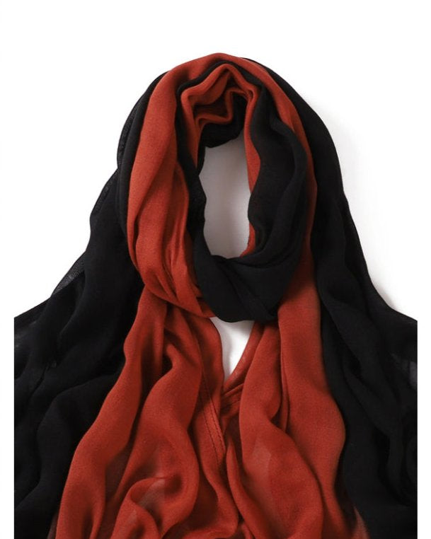 ombre modal hijab red and black