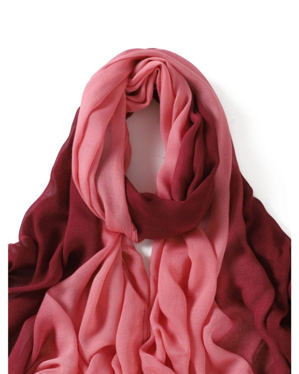 ombre modal hijab red and pink