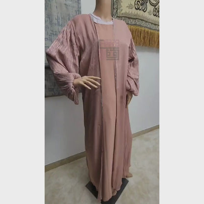 Shimmer Abaya - Pink Rhinestones