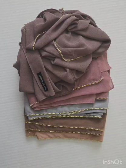 Chiffon Hijab - Rhinestone Trim