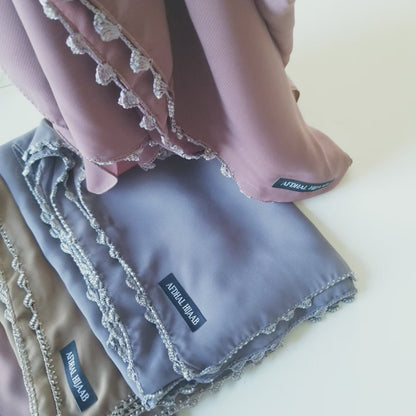 Chiffon Hijabs with Beaded Crochet Trim