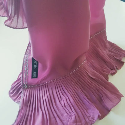 Ruffle Chiffon Hijab with Rhinestones