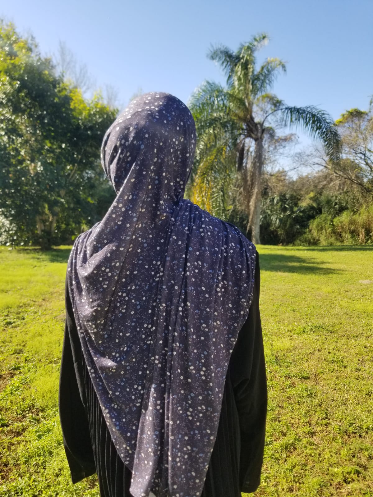 printed cotton jersey hijab blue frost