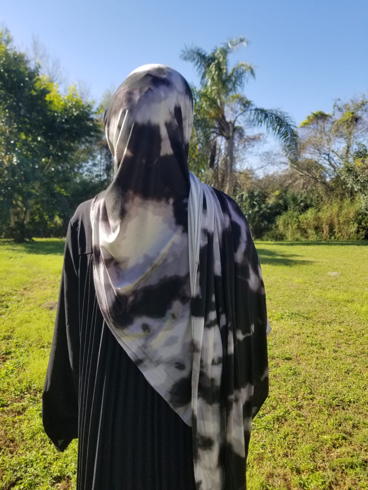 printed cotton jersey hijab marble ink