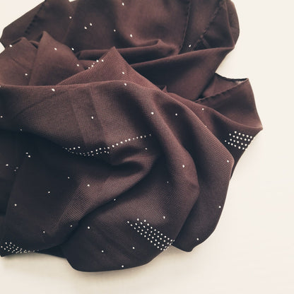 Patterned Rhinestone Chiffon Hijab