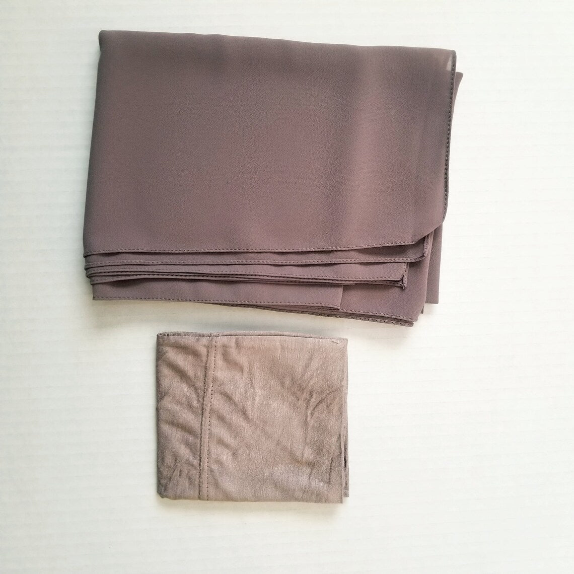taupe chiffon hijab set with cap