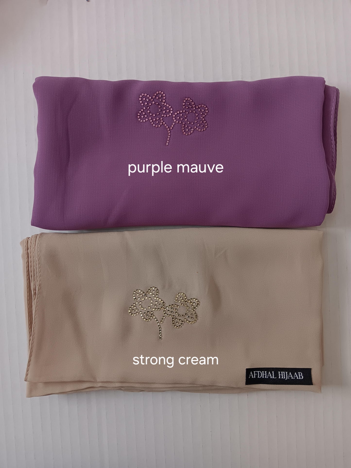 Chiffon Hijab -Floral Rhinestones