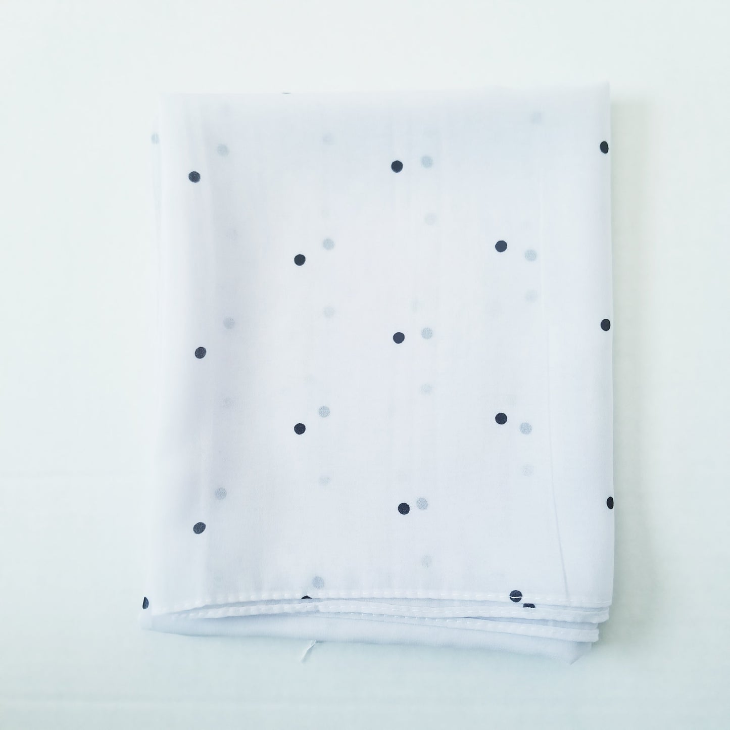 white polka dot printed chiffon hijab