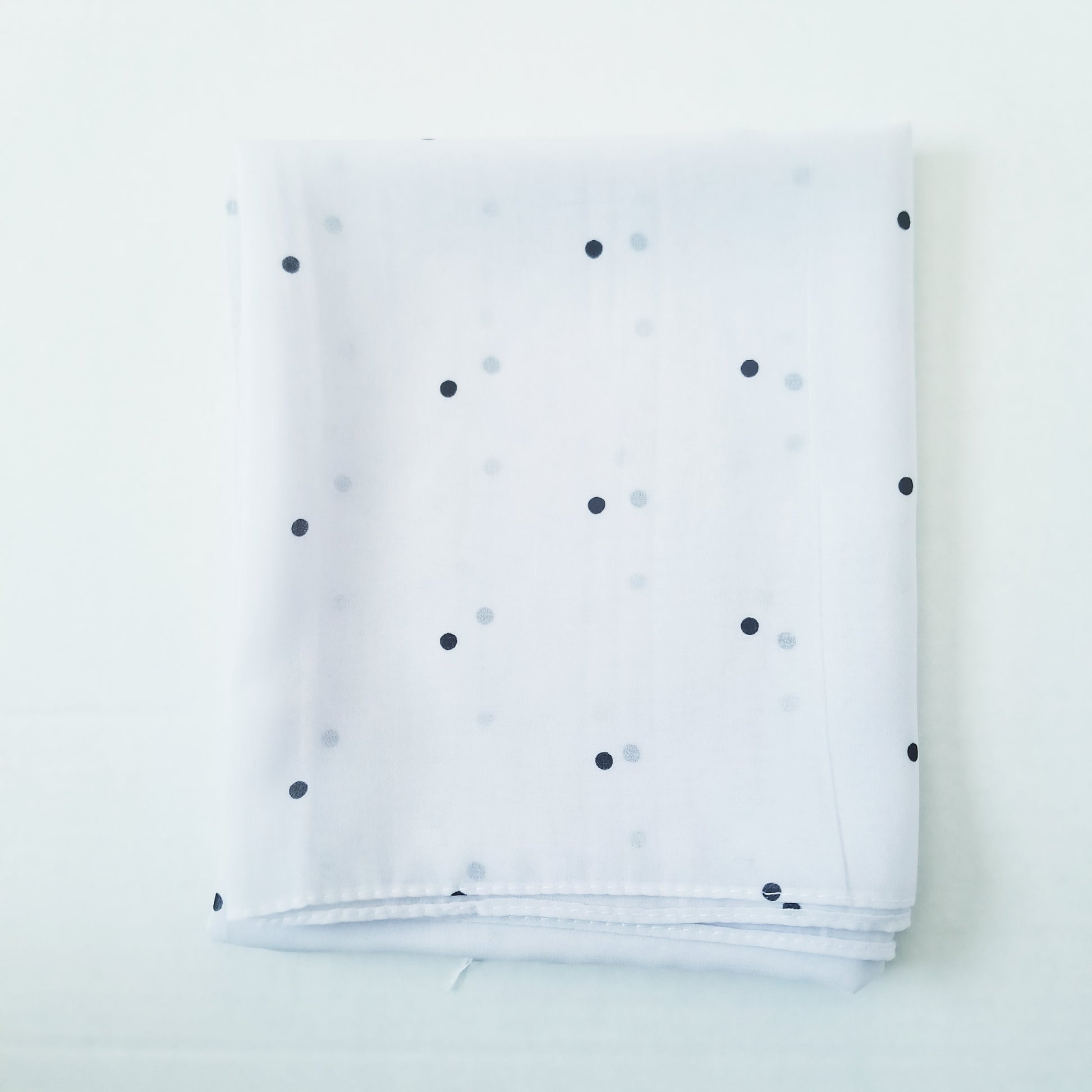 white polka dot printed chiffon hijab