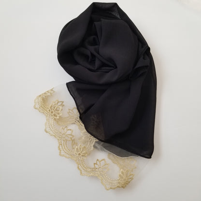 Chiffon Hijab - Lace Trim